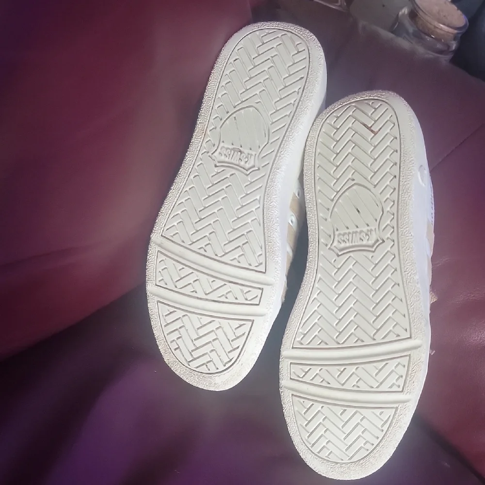 K-Swiss White and Brown Athletic Shoes.
